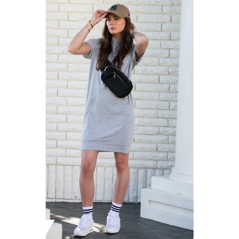 Brigitte Brianna Hooded Sweatshirt Dress Lightweight Athleisure Comfy Womens S